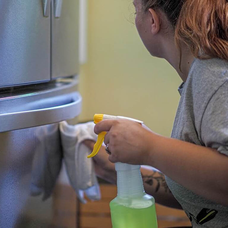 cleaner-wiping-fridge-handle